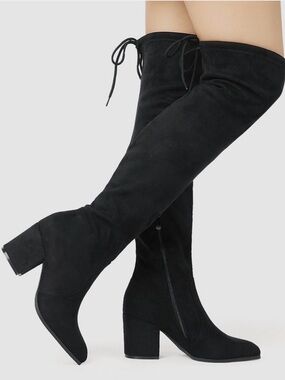 Over-the-Knee Block Heel Boots - Black dream paris